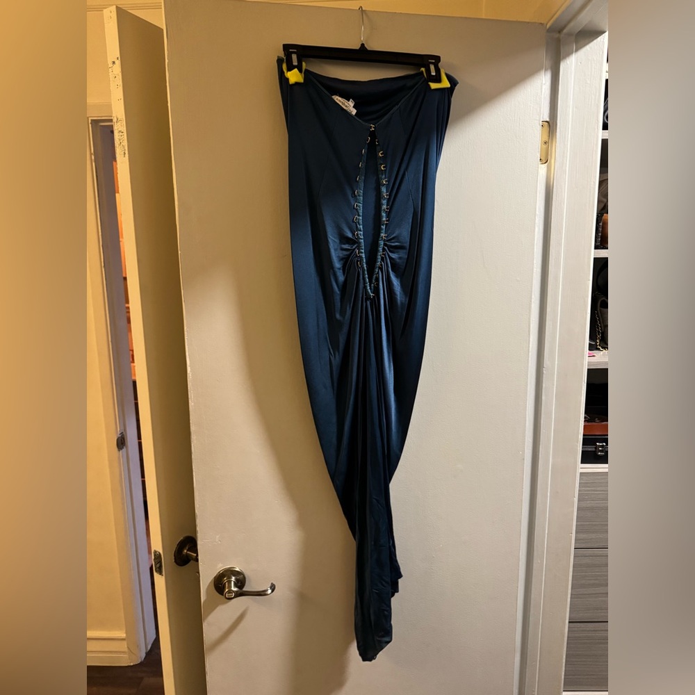 Vintage Blue YSL Strapless Gown - Picture 5 of 7